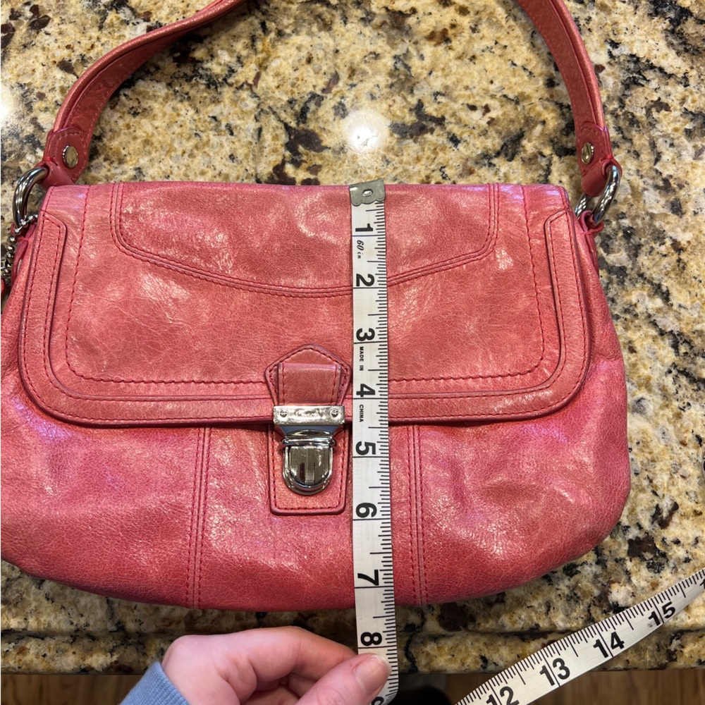 Vintage Y2K Coach Pink Shoulder Bag Layla 18160 Camelia Poppy Leather Purse - Picture 13 of 14